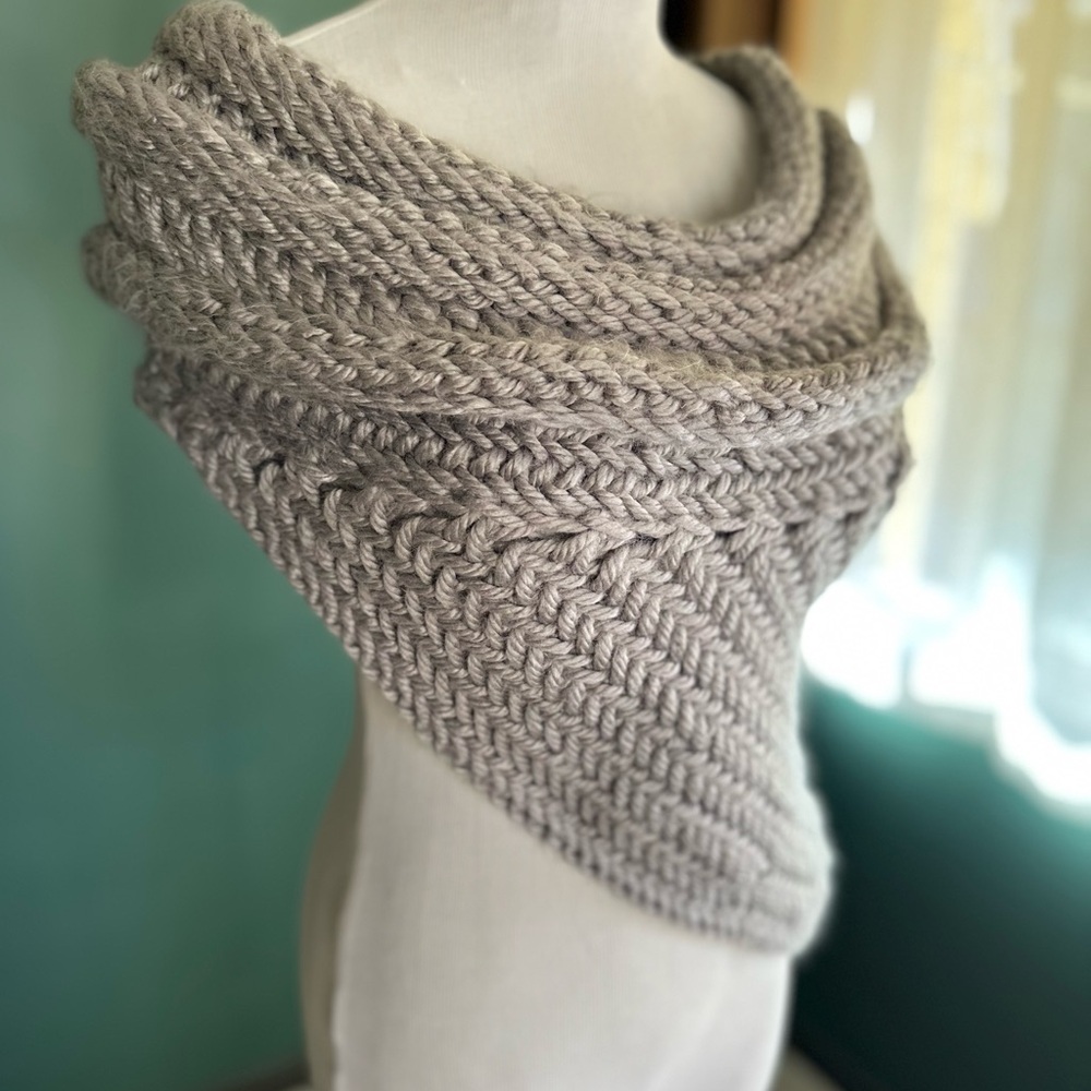 Gray Knit Cowl Crossover Body Vest